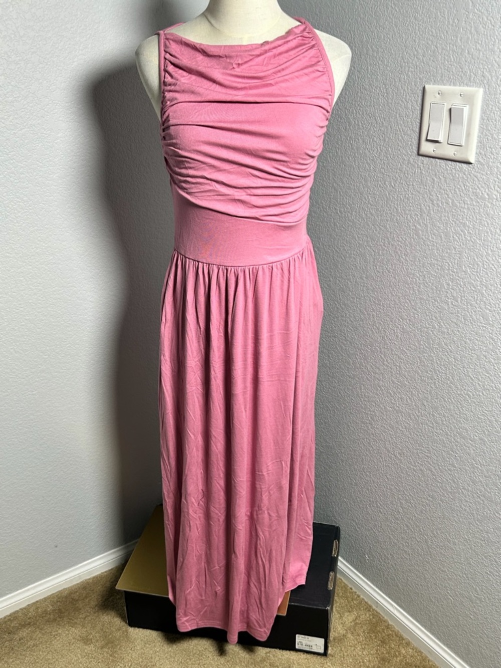 NWT-Summer Maxi Dress Spring Sleeveless Casual Ruched High Waisted Long Sundress - Picture 3 of 6